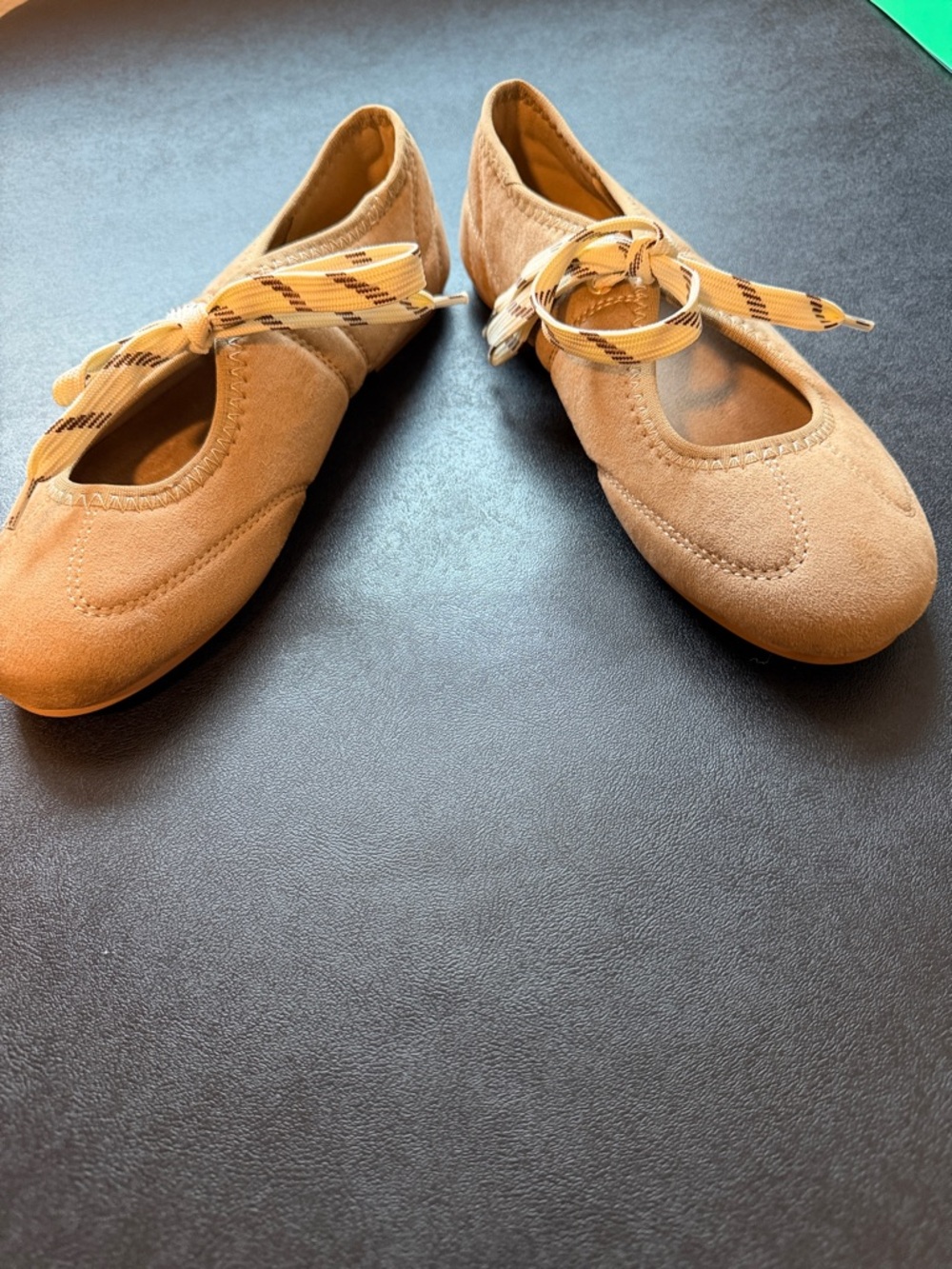 Women's Suede Tie-Front Lace Up Ballet Flats Mary Jane Shoes - Picture 2 of 9